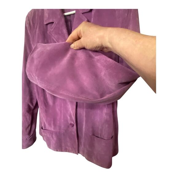 IE Woman Size 1X Button Up Suede Leather Shacket Purple Western Country Festival - Picture 2 of 8